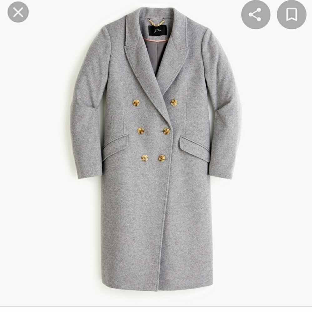 Mid-Calf Heather Gray Long Double-breasted Topcoat In Wool-cashmere